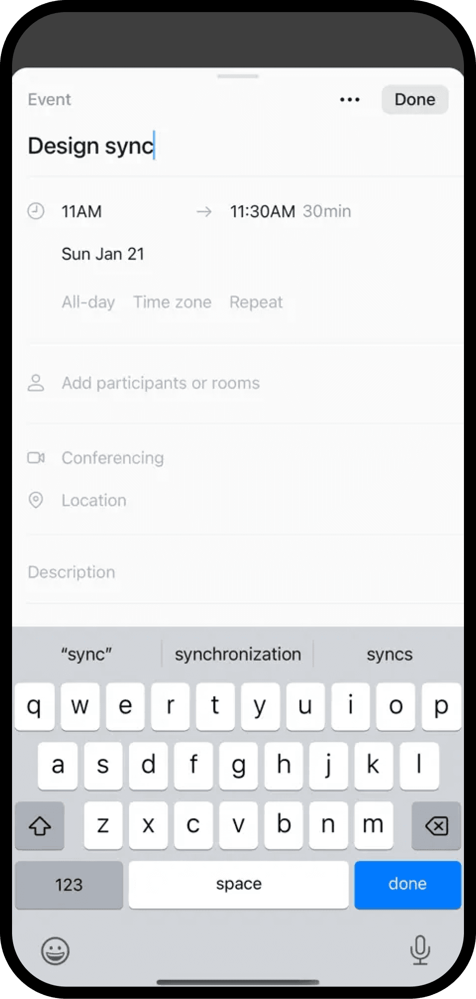 Una captura de pantalla de Notion Calendar en dispositivo móvil