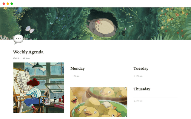 Weekly Agenda