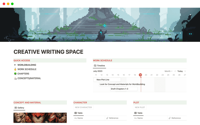 Creative writing space