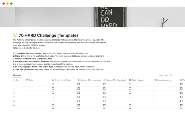 75 HARD challenge tracker