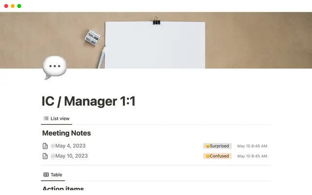 One-on-one Meeting Notes