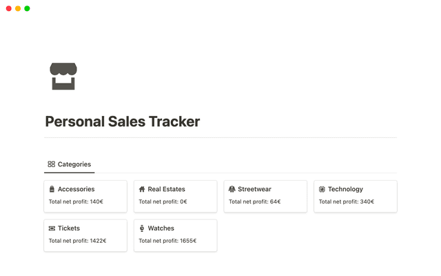 Pesonal Sales Profits Tracker