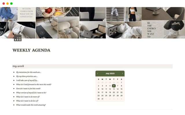 weekly agenda