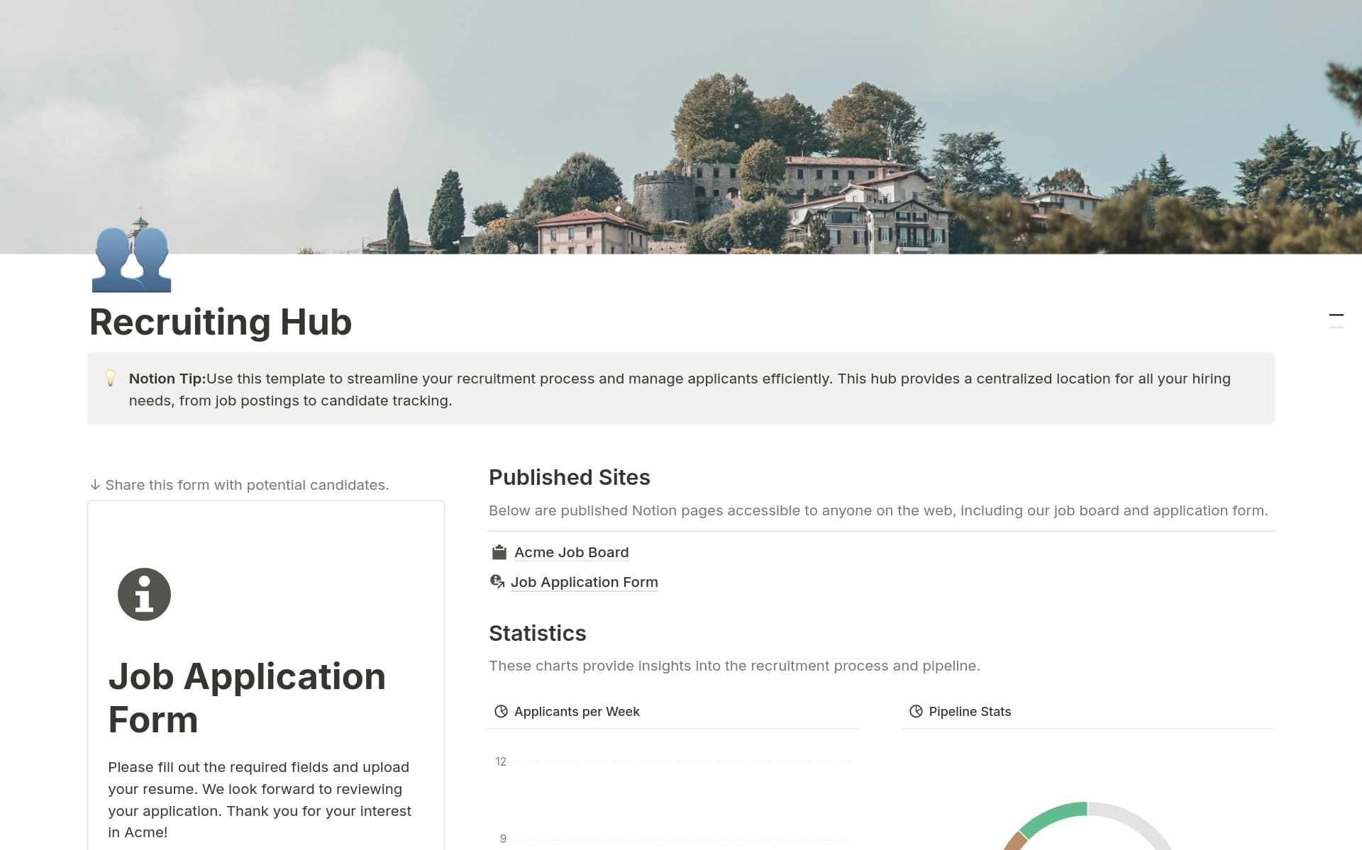 Xem trước mẫu cho Recruiting Hub
