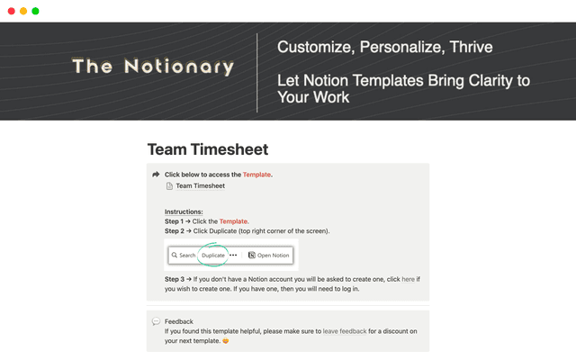 Team Timesheet